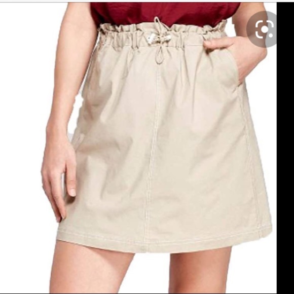 elastic waist khaki skirt - Picture 1 of 4